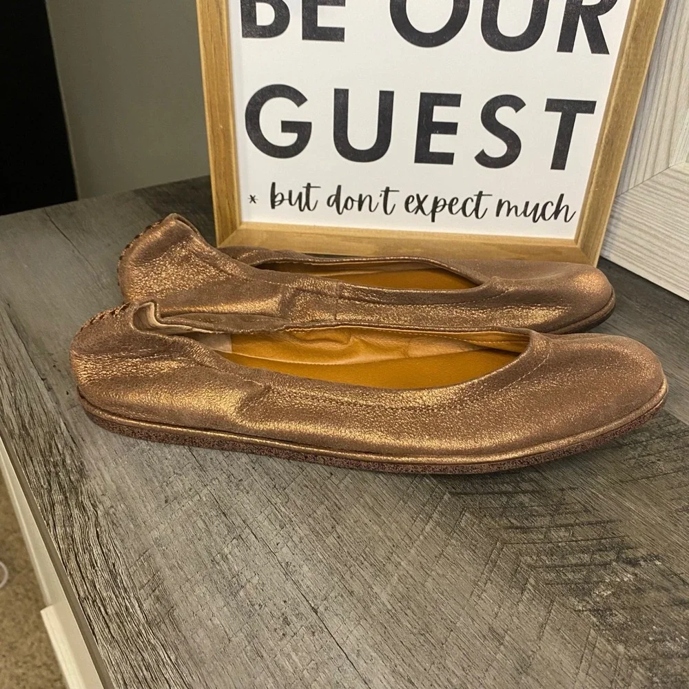 Lucky Brand Emmie Ballet Flats Metallic Bronze Rose Gold Leather Slip On 9M 40